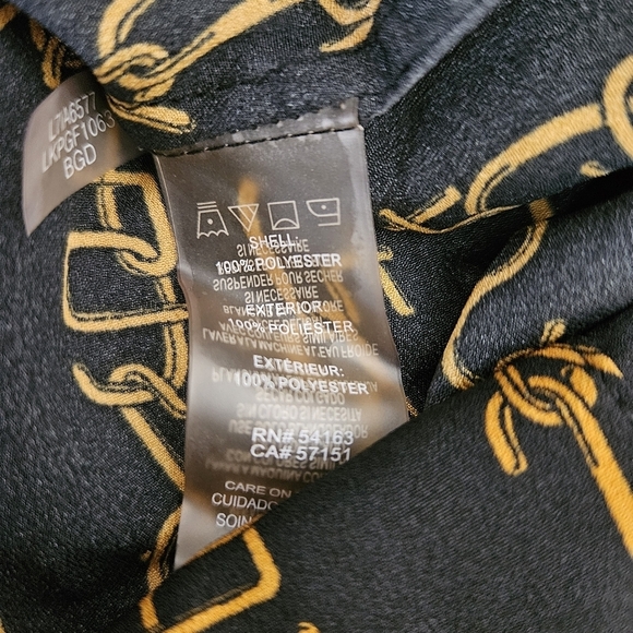 Karl Lagerfeld Logo Chain Blouse Black Gold Long Sleeve Button Up Shirt - Picture 6 of 8